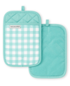 Kitchenaid Gingham Pot Holder 2-pack Set, 7" X 10" In Aqua Sky