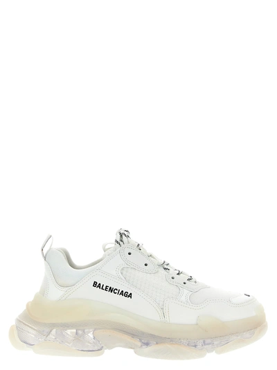 Balenciaga Triple S Clear Sole Washed Sneakers In White