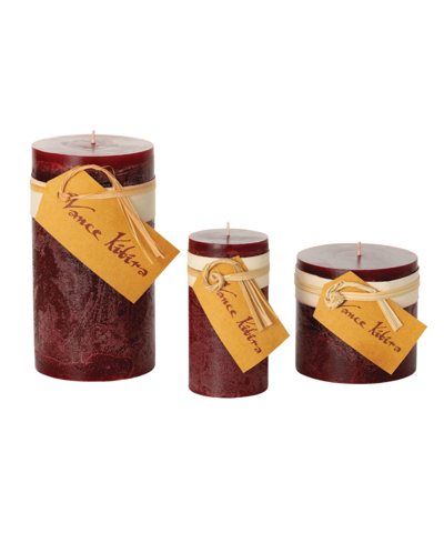 Vance Kitira Timber Pillar Candles, Set Of 3 In Wine