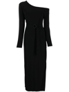 Norma Kamali One-shoulder Side-slit Maxi Dress In Black