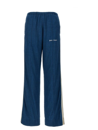 Palm Angels Chambray Track Trousers In Blue