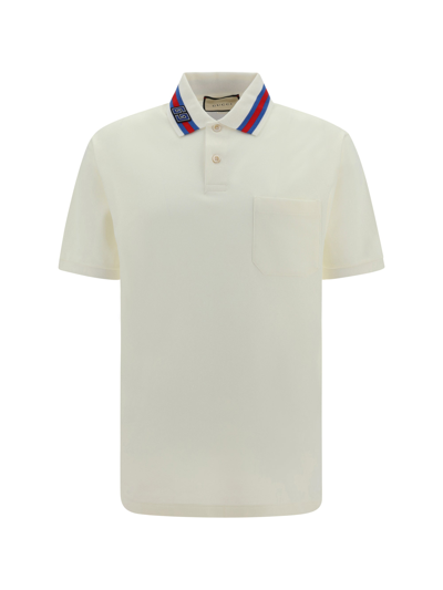 Gucci Double G Cotton-blend Piqué Polo Shirt In Milk Mix