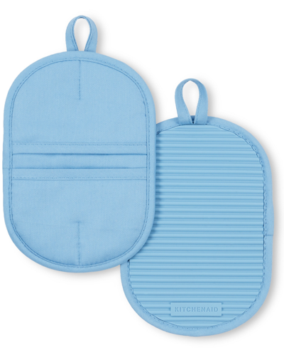 Kitchenaid Ribbed Soft Silicone Pot Grabber 2-pack Set, 5" X 8" In Blue Velvet