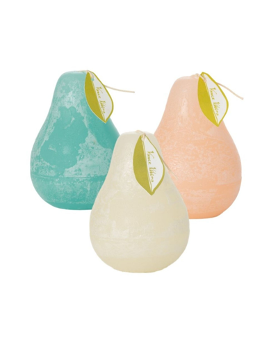 Vance Kitira 4.5" Pear Candles Kit, Set Of 3 In Pink Sand,melon White,sea Foam Blue