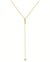 BEN ONI GOLD-TONE CUBIC ZIRCONIA BEZEL LARIAT NECKLACE