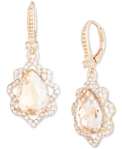 Marchesa Gold-tone Pave & Pear-shape Drop Earrings