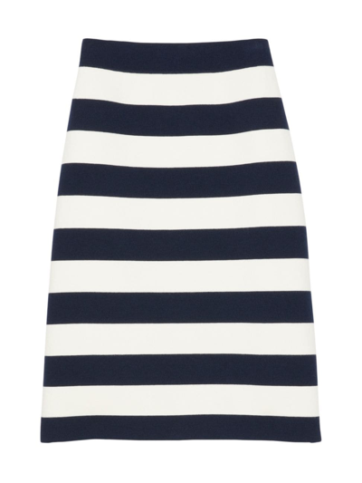 Kate Spade Awning Stripe Pencil Skirt In French Navy