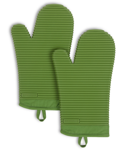 Kitchenaid Ribbed Soft Silicone Oven Mitt 2-pack Set, 7.5" X 13" In Matcha