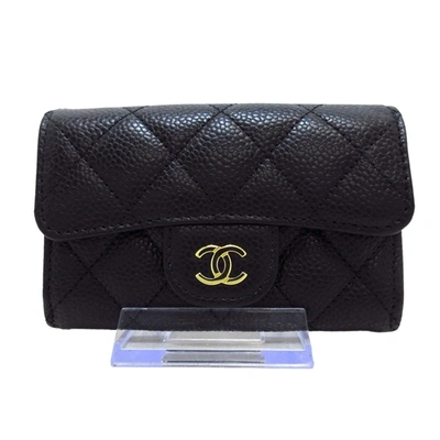 Pre-owned Chanel Classic Flap Black Leather Wallet  ()