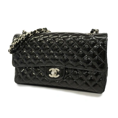 Pre-owned Chanel Matrasse Black Patent Leather Shoulder Bag ()