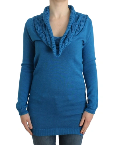 COSTUME NATIONAL COSTUME NATIONAL CHIC BLUE SCOOP NECK KNIT WOMEN'S SWEATER