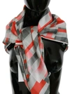 COSTUME NATIONAL COSTUME NATIONAL ELEGANT SILK CHECKEWOMEN'S SCARF IN GRAY AND WOMEN'S RED