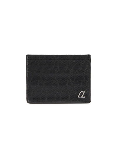 Christian Louboutin Men's M Kios Logo Leather-trimmed Card Case In Black Dark Gunmetal