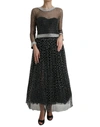 DOLCE & GABBANA DOLCE & GABBANA ELEGANT CRYSTAL-EMBELLISHED LONG BLACK WOMEN'S DRESS