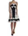 Dolce & Gabbana Black White Lace See Through A-line Sleeveless Dress In Black And White