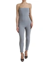 Dolce & Gabbana Gray Nylon Strapless Bodycon Jumpsuit Dress In Gray