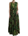 Dolce & Gabbana Green Banana Leaf Sleeveless Long Maxi Dress In Green