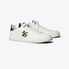Tory Burch Nappa Leather Howell Court Sneakers In Titanium White/perfect Black