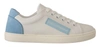 DOLCE & GABBANA DOLCE & GABBANA WHITE BLUE LEATHER LOW TOP SNEAKERS WOMEN'S SHOES