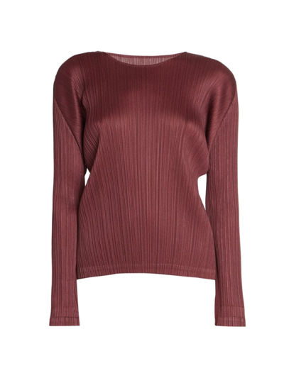 Issey Miyake Boat-neck Technical-pleated Top In Chocolate