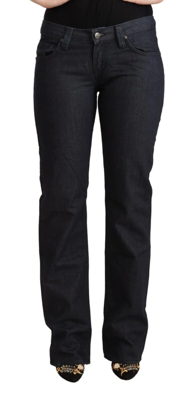 Exte Dark Blue Cotton Stretch Low Waist Straight Denim Jeans