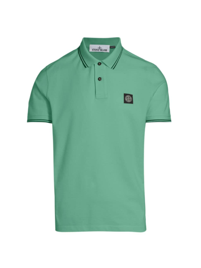 Stone Island Men's Core Classic Cotton-blend Polo Shirt In Light Green