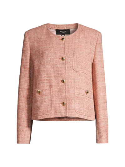 Weekend Max Mara Women's Leda Tweed Crewneck Jacket In Antique Rose