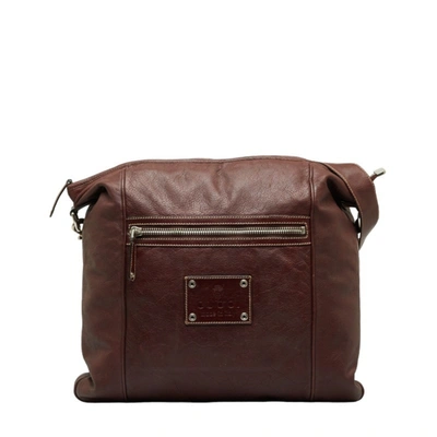 Gucci Crest Brown Leather Shoulder Bag ()