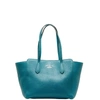 GUCCI GUCCI SHIMA LINE TURQUOISE LEATHER TOTE BAG (PRE-OWNED)