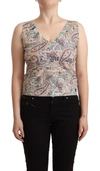 John Galliano Multicolor Cotton Sleeveless V-neck Tank Top In Multicolor
