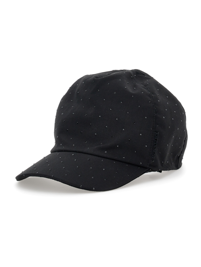 Monnalisa Rhinestone Baseball Cap In Black