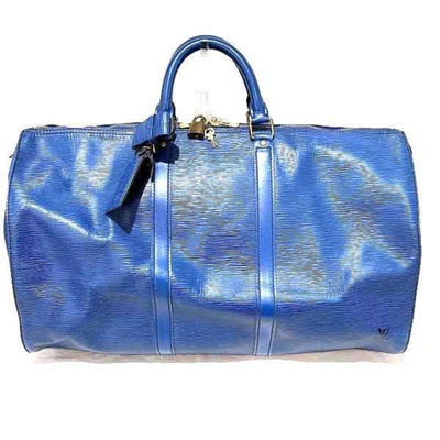 Pre-owned Louis Vuitton Keepall 45 Blue Leather Travel Bag ()