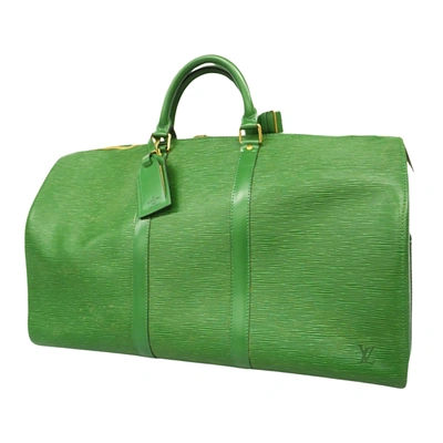 Pre-owned Louis Vuitton Keepall 50 Green Leather Travel Bag ()
