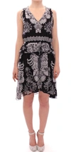 SACHIN & BABI SACHIN & BABI BLACK SILK FLORAL PATTERN SHIFT COCTAIL WOMEN'S DRESS