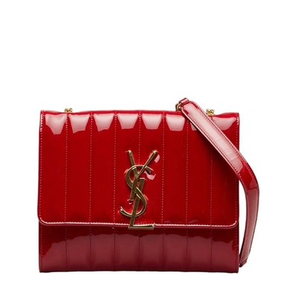 Saint Laurent Vicky Red Patent Leather Shoulder Bag ()