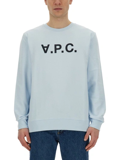 Apc V.p.c. Flocked-logo Sweatshirt In Blue