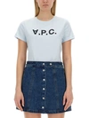 Apc A.p.c. T-shirt With Logo In Azure