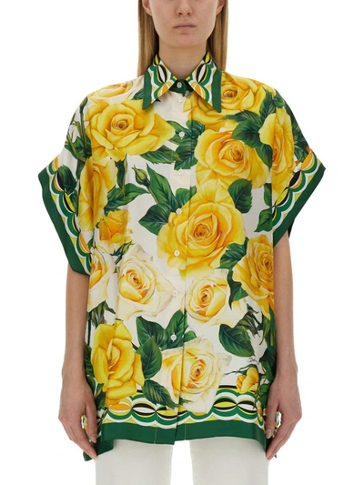 Dolce & Gabbana Flower Print Shirt In Multicolour