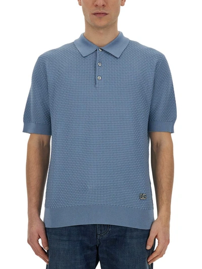 Dolce & Gabbana Regular Fit Polo Shirt In Azure