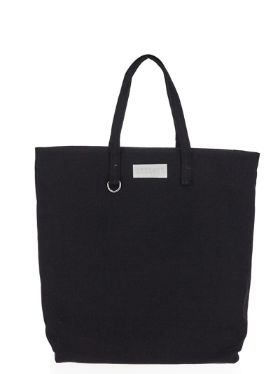 Mm6 Maison Margiela Large Canvas Shopping Bag In Black