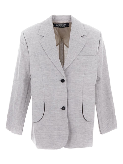 Jacquemus Gray Les Sculptures 'la Veste Titolo' Blazer In Grey