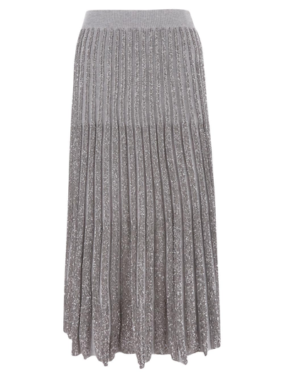 Brunello Cucinelli Knitted Skirt In Grey