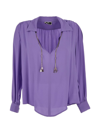 Elisabetta Franchi Georgette-bluse Mit Logo-print In Purple