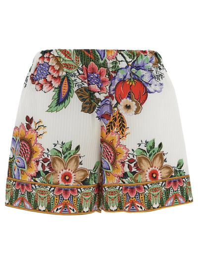 Etro Floral-print Cotton Blend Shorts In Multicolor