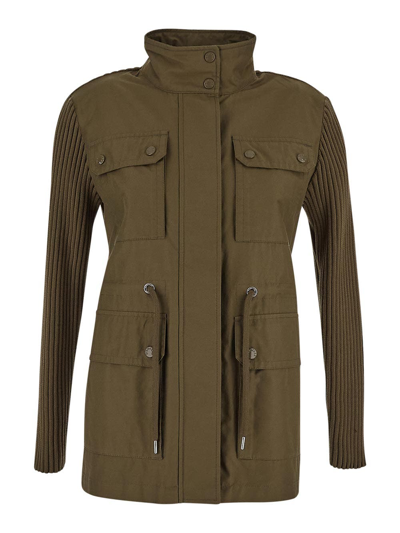 Moncler Cotton Panel Cardigan In Green