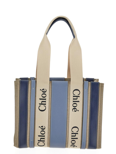 Chloé Medium Woody Tote Bag In Blue