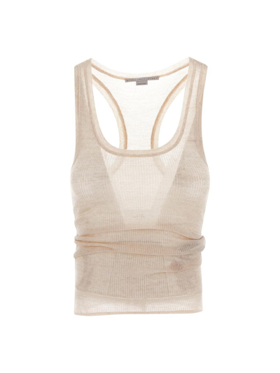 Stella Mccartney Ribbed Tank Top In Beige