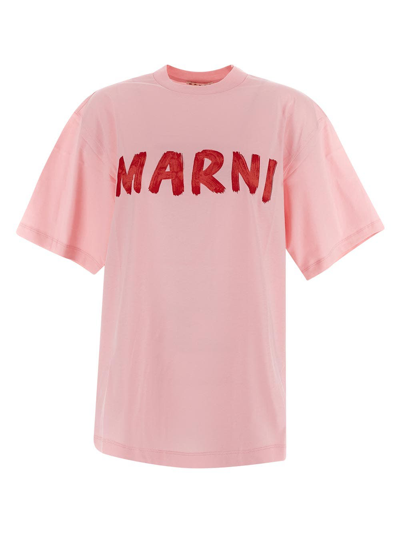 Marni Cotton T-shirt Tshirt In Pink