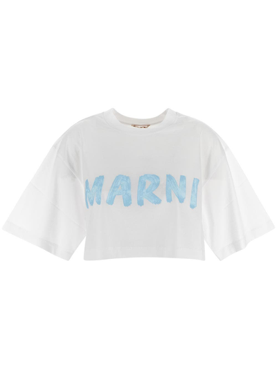 Marni Logo印花棉t恤 In Black