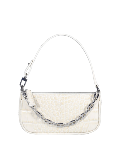 By Far Rachel Mini Croco Shoulder Bag In White